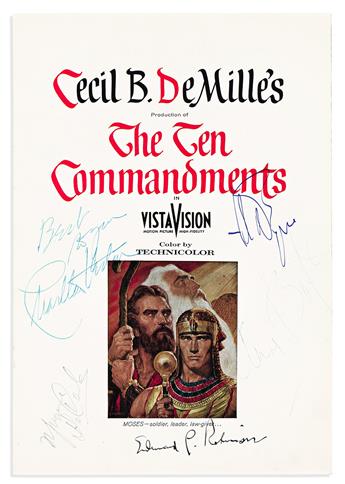 (ENTERTAINERS--TEN COMMANDMENTS, THE.) Program for London premiere of the film The Ten Commandments Signed by 5 of the principal actors